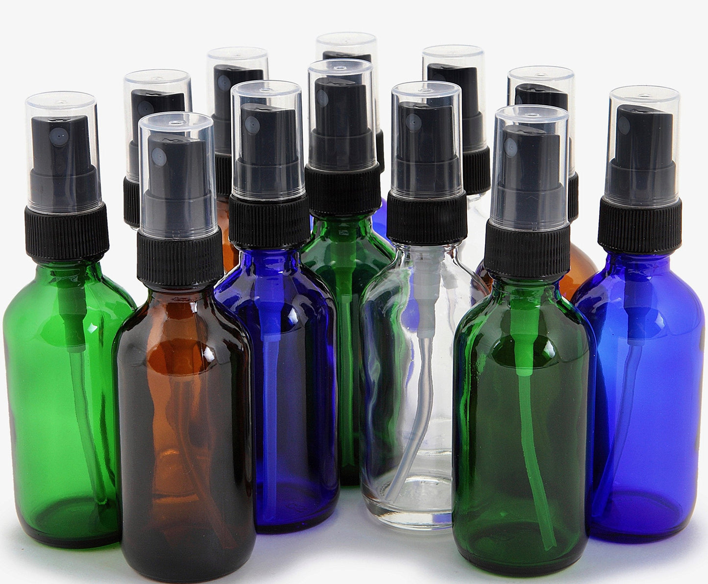 Vivaplex, 12, Assorted Colors, 2 oz Glass Bottles, with Black Fine Mist Sprayers Beauty & Personal Care Vivaplex