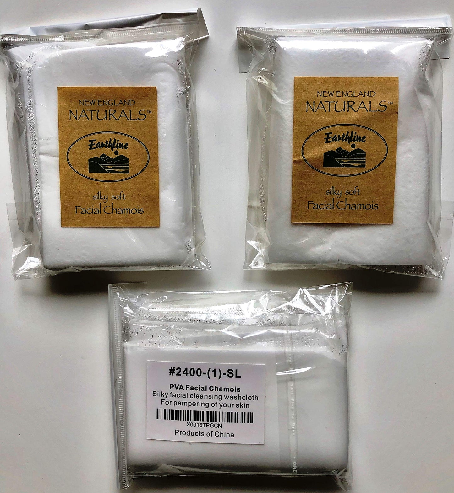 3 Pack PVA Facial Chamois 9" x 9" BY NEW ENGLAND NATURALS / EARTHLINE Beauty & Personal Care Earthline