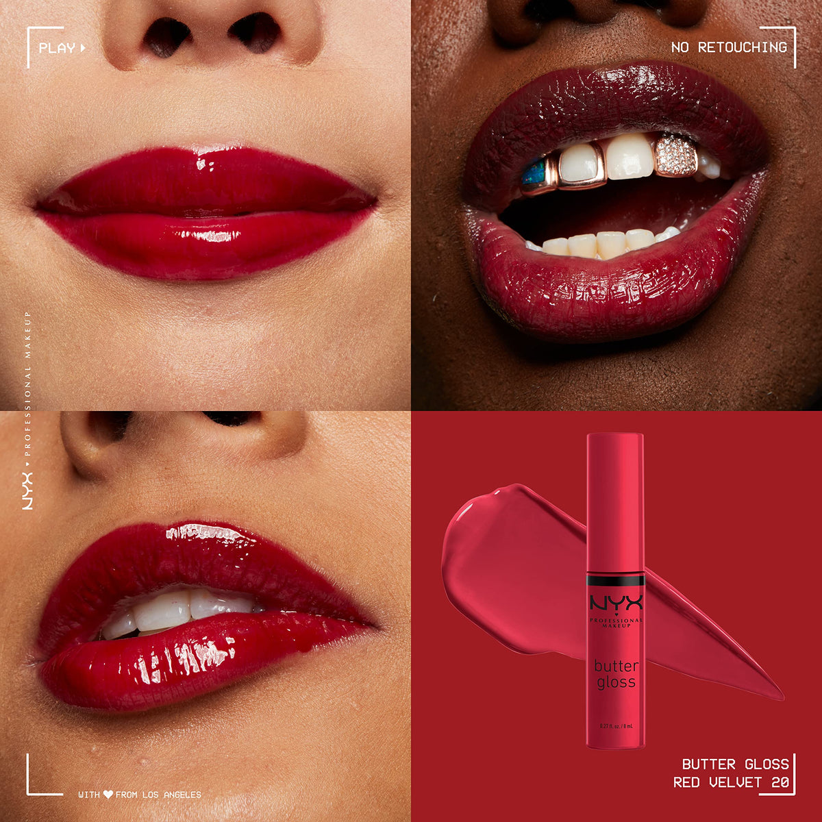 NYX PROFESSIONAL MAKEUP Butter Gloss, Non-Sticky Lip Gloss - Red Velvet (Deep Red) Beauty & Personal Care NYX PROFESSIONAL MAKEUP