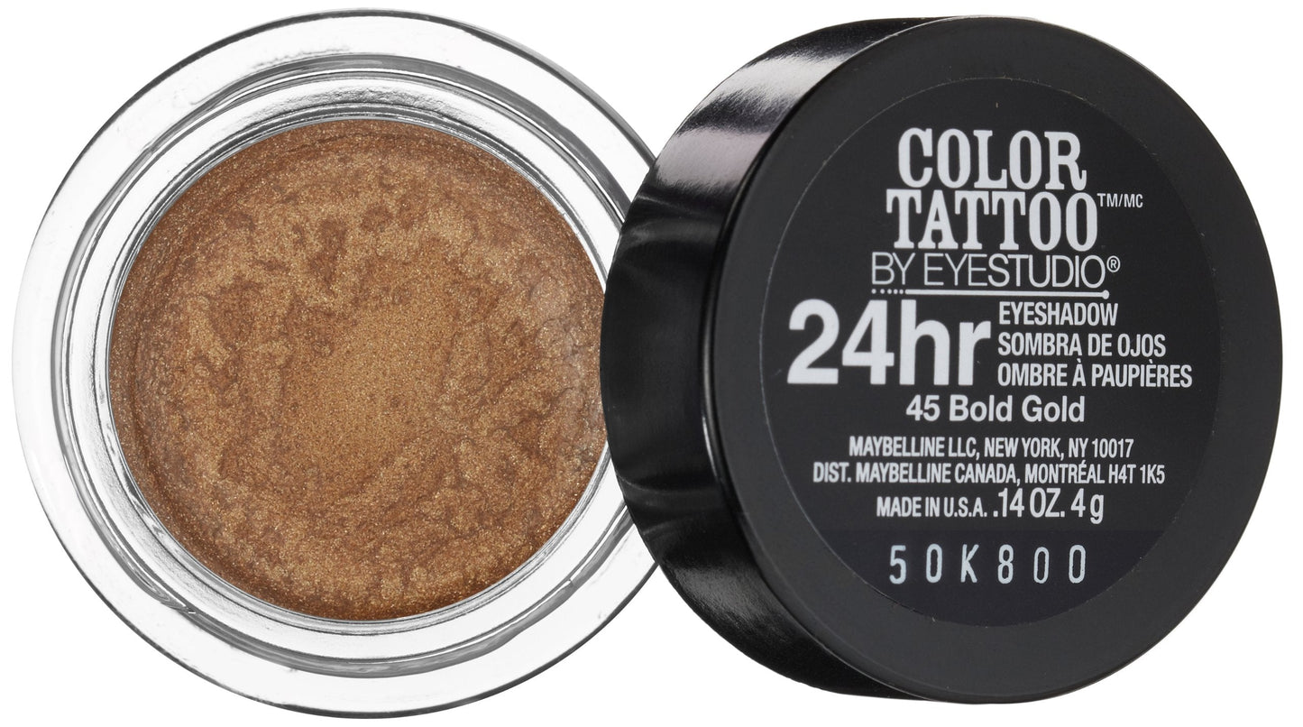 Maybelline New York Eyestudio ColorTattoo Metal 24HR Cream Gel Eyeshadow, Bold Gold, 0.14 Ounce (1 Count) Beauty & Personal Care MAYBELLINE