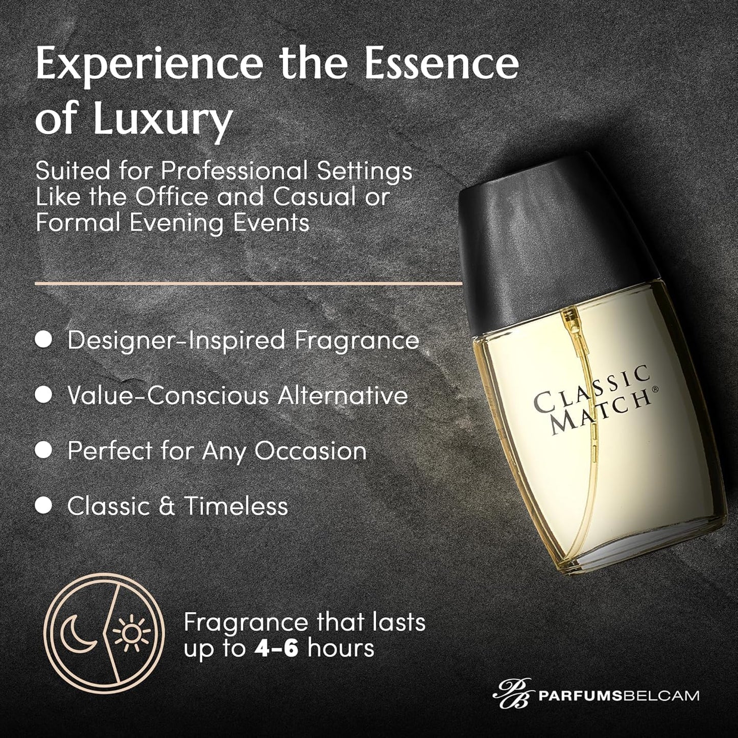 PB ParfumsBelcam Classic Match Eau de Toilette Spray for Men - Warm Oriental Scent with Bergamot, Nutmeg & Musk - Long-Lasting Cologne for Men Beauty & Personal Care PB ParfumsBelcam