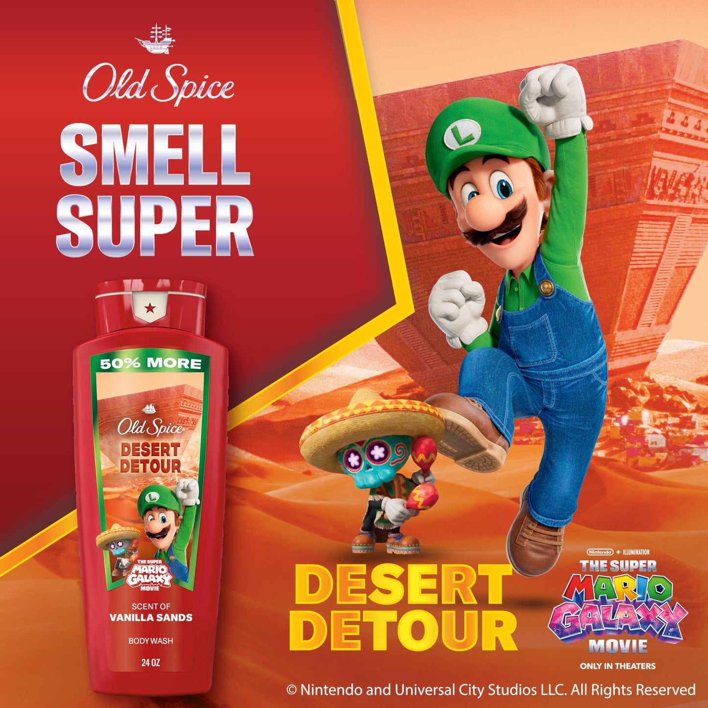 Old Spice Body & Face Wash for Men, x The Super Mario Galaxy Movie, 3X Defense, 24/7 Shower Fresh with Long Lasting Scent, Smell Super with Desert Beauty & Personal Care Old Spice