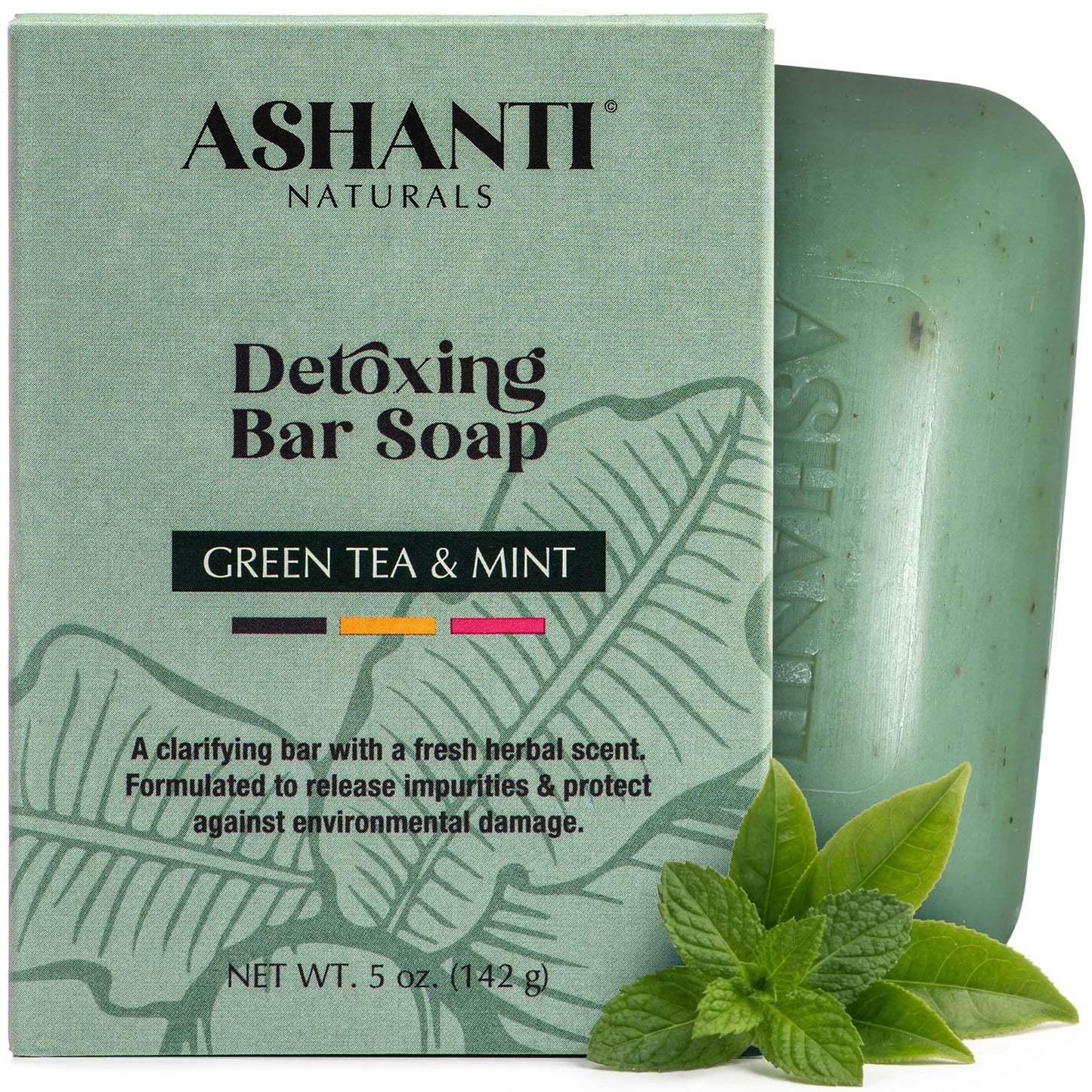 Ashanti Naturals Green Tea Soap Bar 2-Pack | Detoxing Natural Soap with Shea Butter, Olive Oil & Haxel Extract - 5 oz Beauty & Personal Care Ashanti Naturals