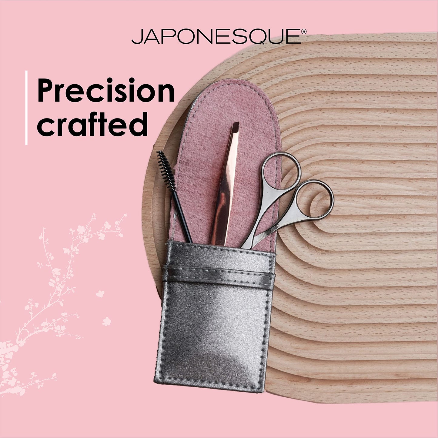 JAPONESQUE Luxe Brow Kit, Rose Gold Slant Tweezers, Beauty Scissors, One Spoolie Brush Beauty and Personal Care JAPONESQUE