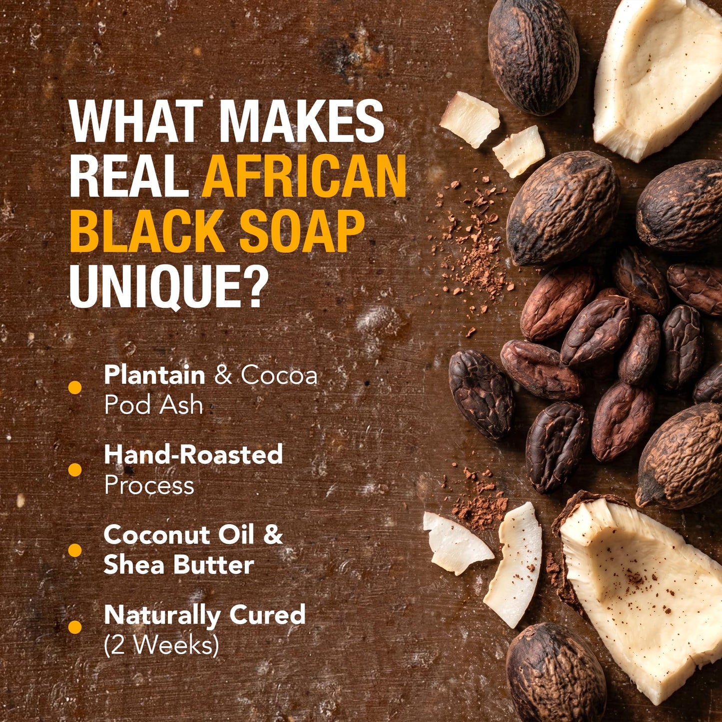 Ashanti Naturals African Black Soap Bar | Unscented Natural Black Soap with Raw Shea Butter and Coconut Oil - 8oz Bar Beauty & Personal Care Ashanti Naturals
