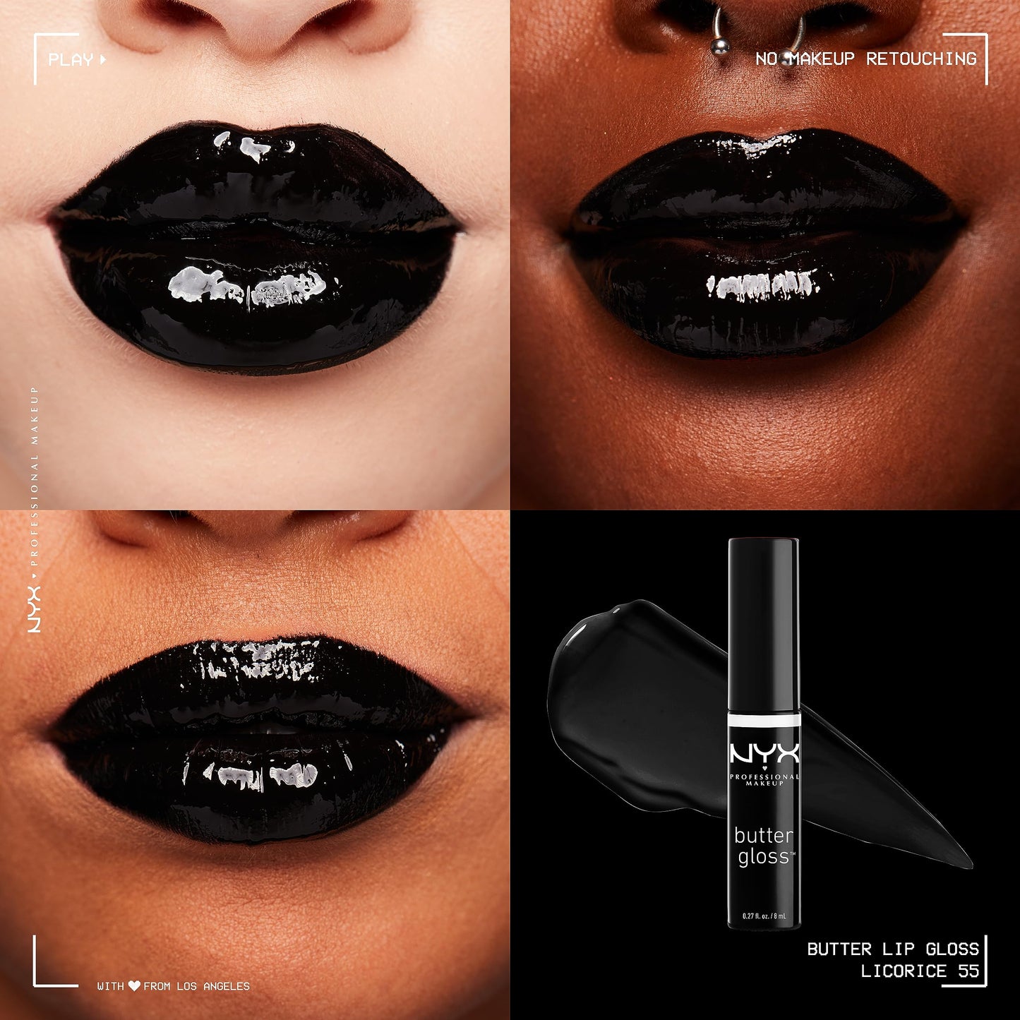 NYX PROFESSIONAL MAKEUP Butter Gloss, Non-Sticky Lip Gloss - Licorice (Black) Beauty & Personal Care NYX PROFESSIONAL MAKEUP