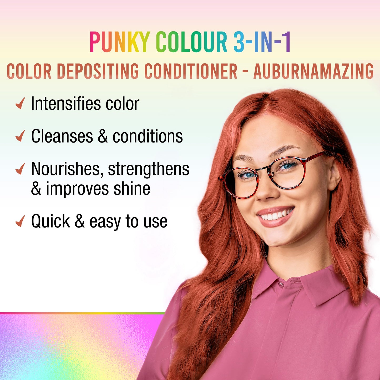 Punky Colour 3-in-1 Color Depositing Conditioner & Hair Cleanser - Auburnmazing, Semi Permanent Hair Color, Temporary Hair-Dye, Sulfate-Free, Vegan Beauty & Personal Care Punky