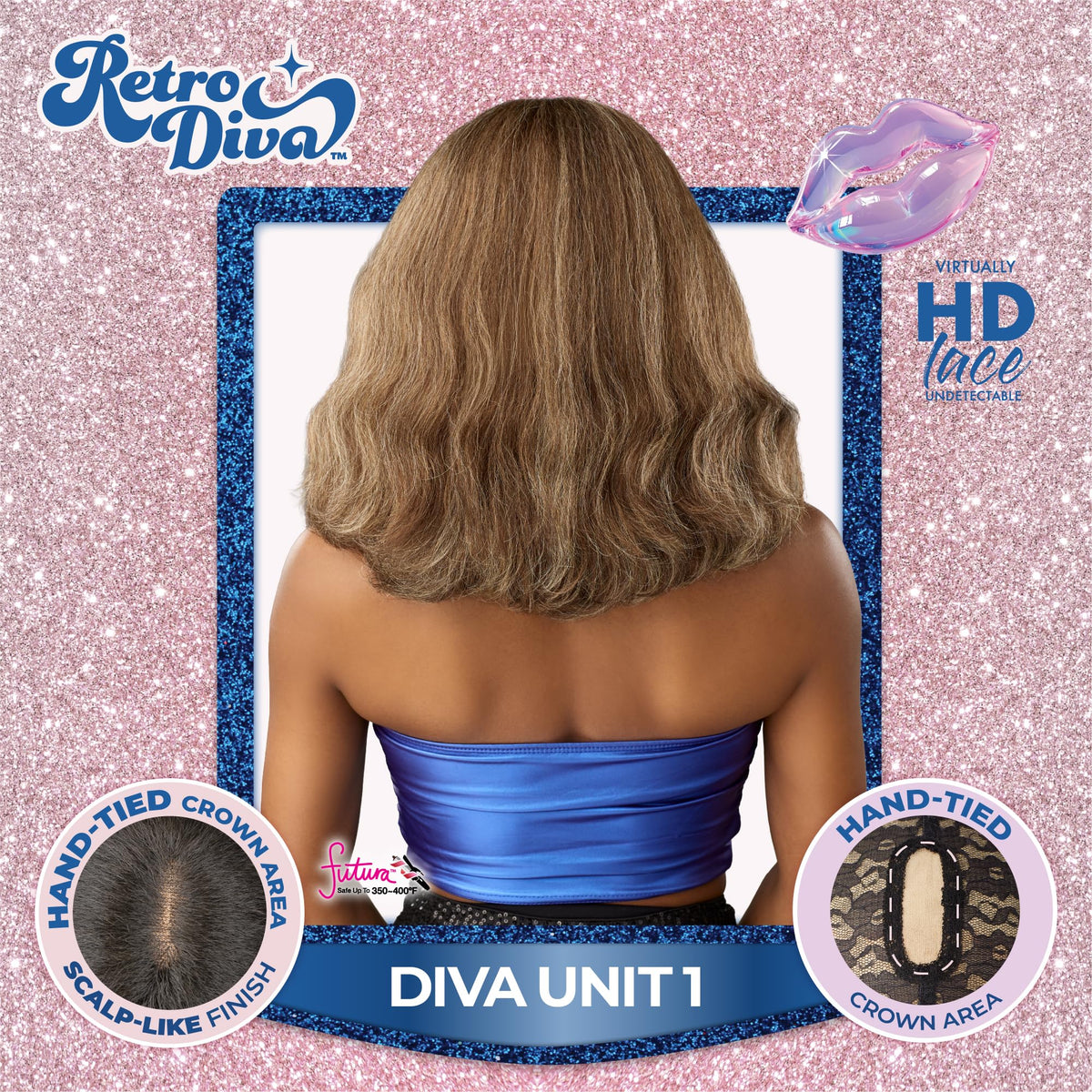 Sensationnel Glamora Lace Crown Wig-Retro Diva Unit 1, 2 DARKBROWN