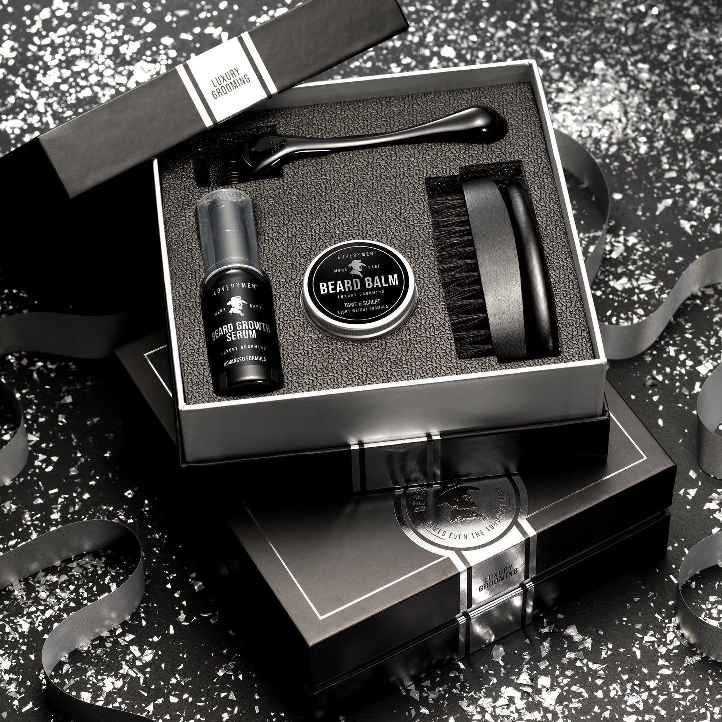 LOVERY Beard Growth Kit - Gifts for Men - Self Care Kit with Beard Serum, Beard Balm, Comb, Beard Brush & More - Mens Gifts for Him, Boyfriend Beauty and Personal Care LOVERY
