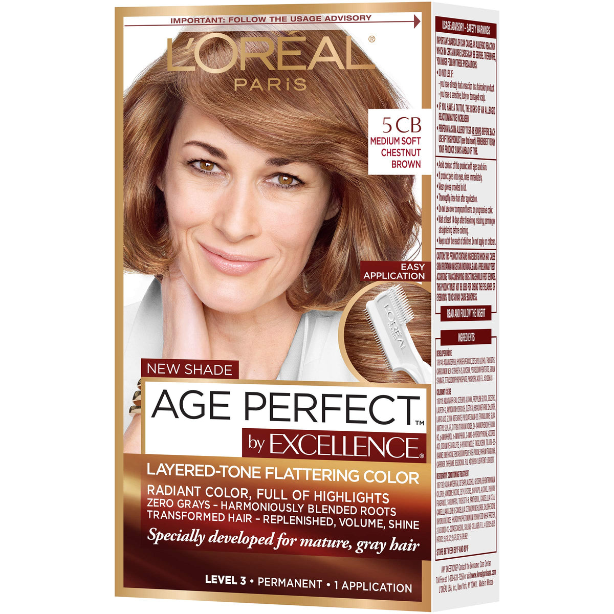 L'Oreal Paris ExcellenceAge Perfect Layered Tone Flattering Color, 5CB Medium Chestnut Brown Beauty & Personal Care L'Oreal Paris
