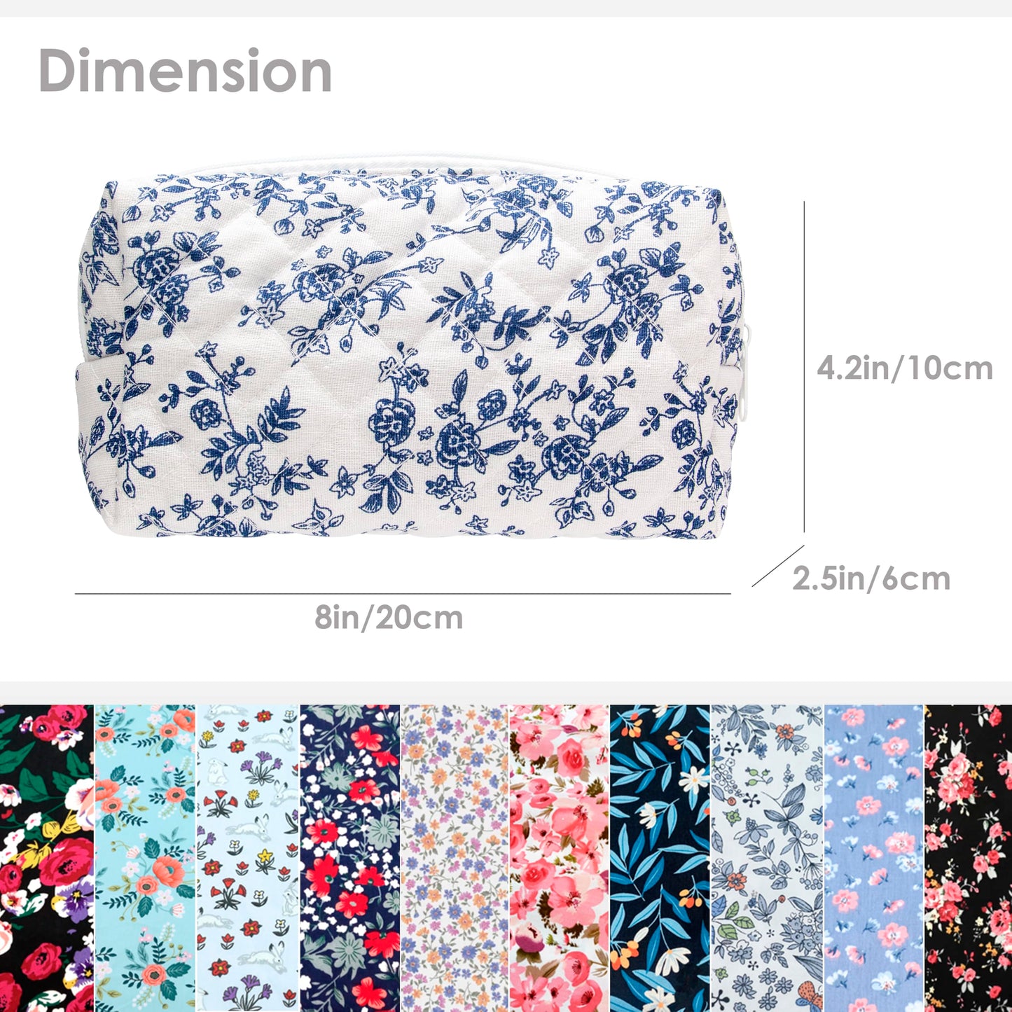 PAZIMIIK Small Quilted Makeup Bag,Zipper Cosmetic Pouch,Jouy Blue Beauty and Personal Care PAZIMIIK