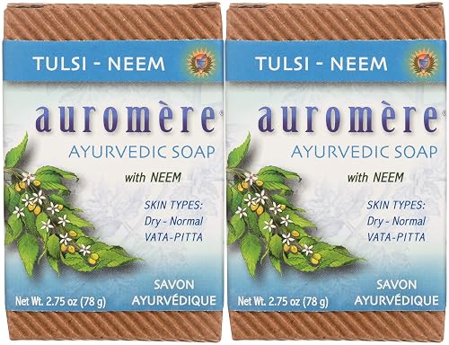 Auromere Ayurvedic Bar Soap, Tulsi Neem - Eco Friendly, Handmade, Vegan, Cruelty Free, Natural, Non GMO (2.75 oz), 2 pack Beauty & Personal Care Auromere