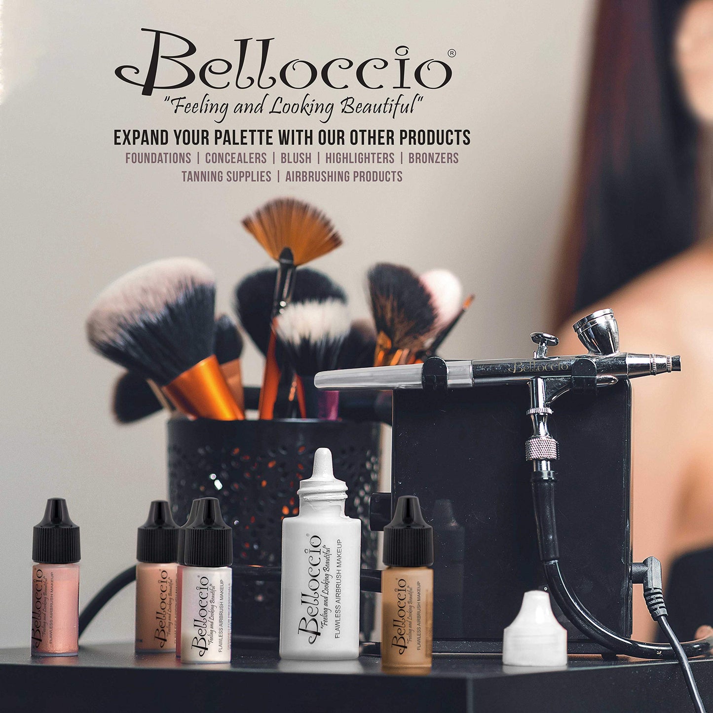 Belloccio Airbrush Makeup Finishing Spray & Setting Mist, 1 oz. Bottle - Long Lasting, Prevents Smudging and Fading - Sets Cosmetic Foundations Beauty & Personal Care Belloccio