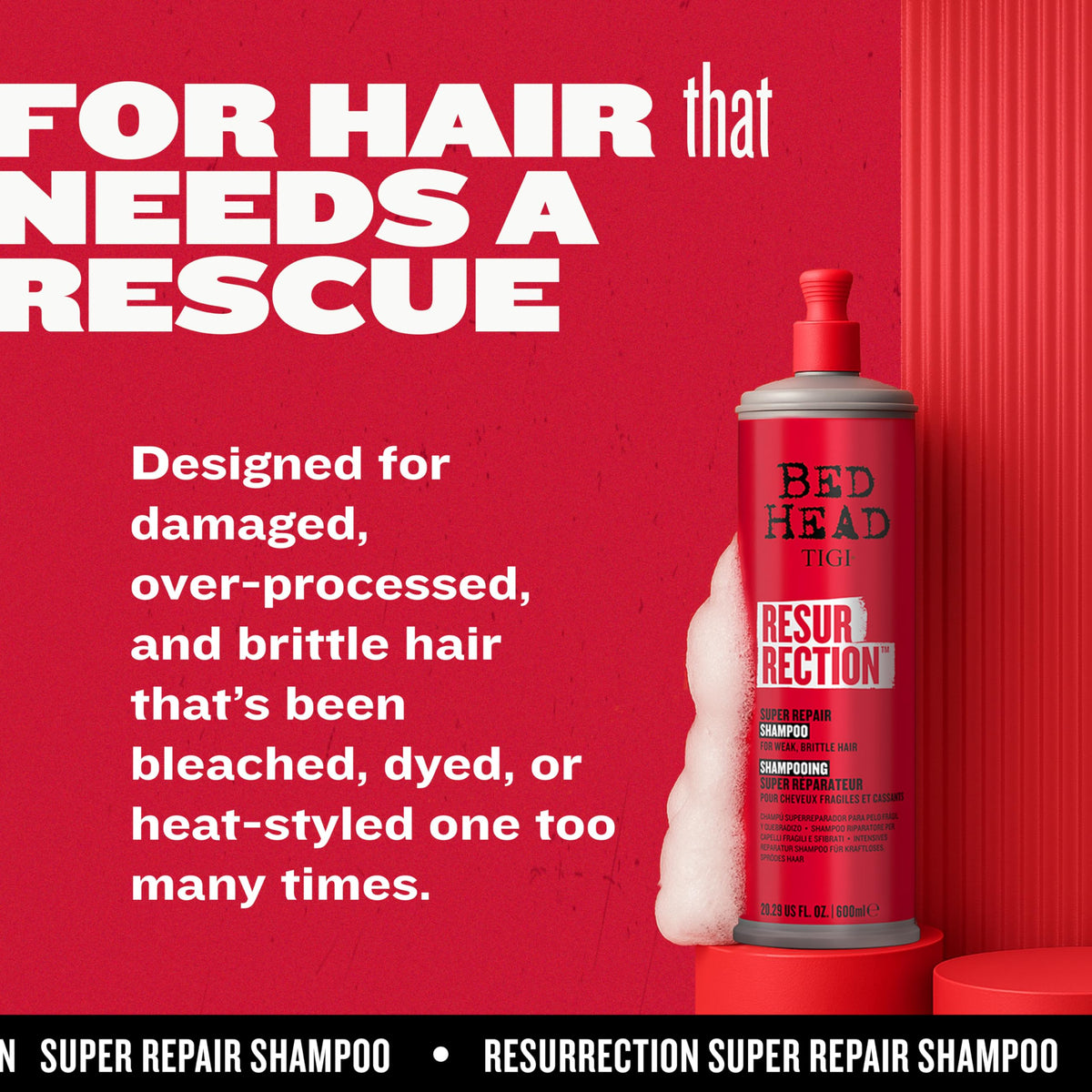 TIGI Bed Head RESURRECTION REPAIR SHAMPOO FOR DAMAGED HAIR 13.53 fl oz Beauty & Personal Care TIGI