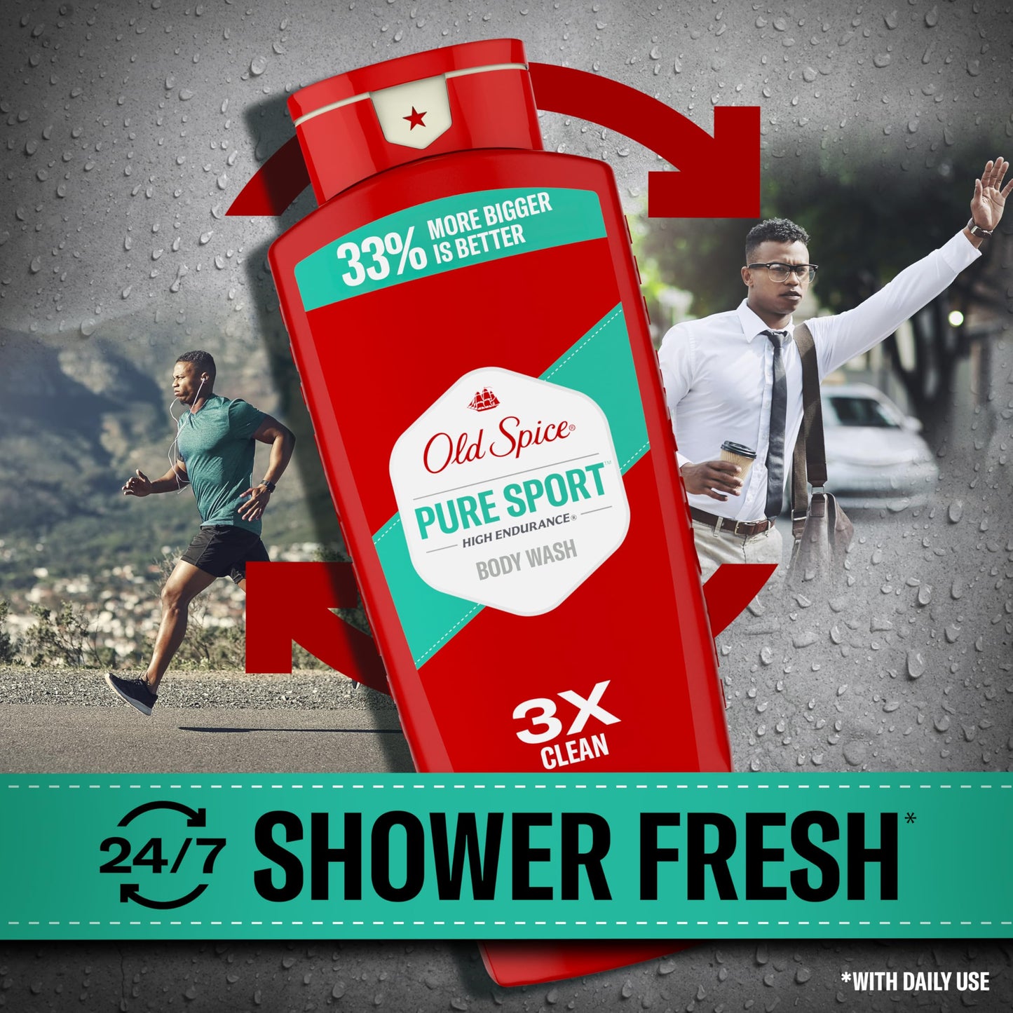 Old Spice Refreshing Body Wash for Men, High Endurance, 3X Defense, 24/7 Shower Fresh with Long Lasting Scent, Pure Sport Scent, 24 oz (Pack of 4) Beauty & Personal Care Old Spice
