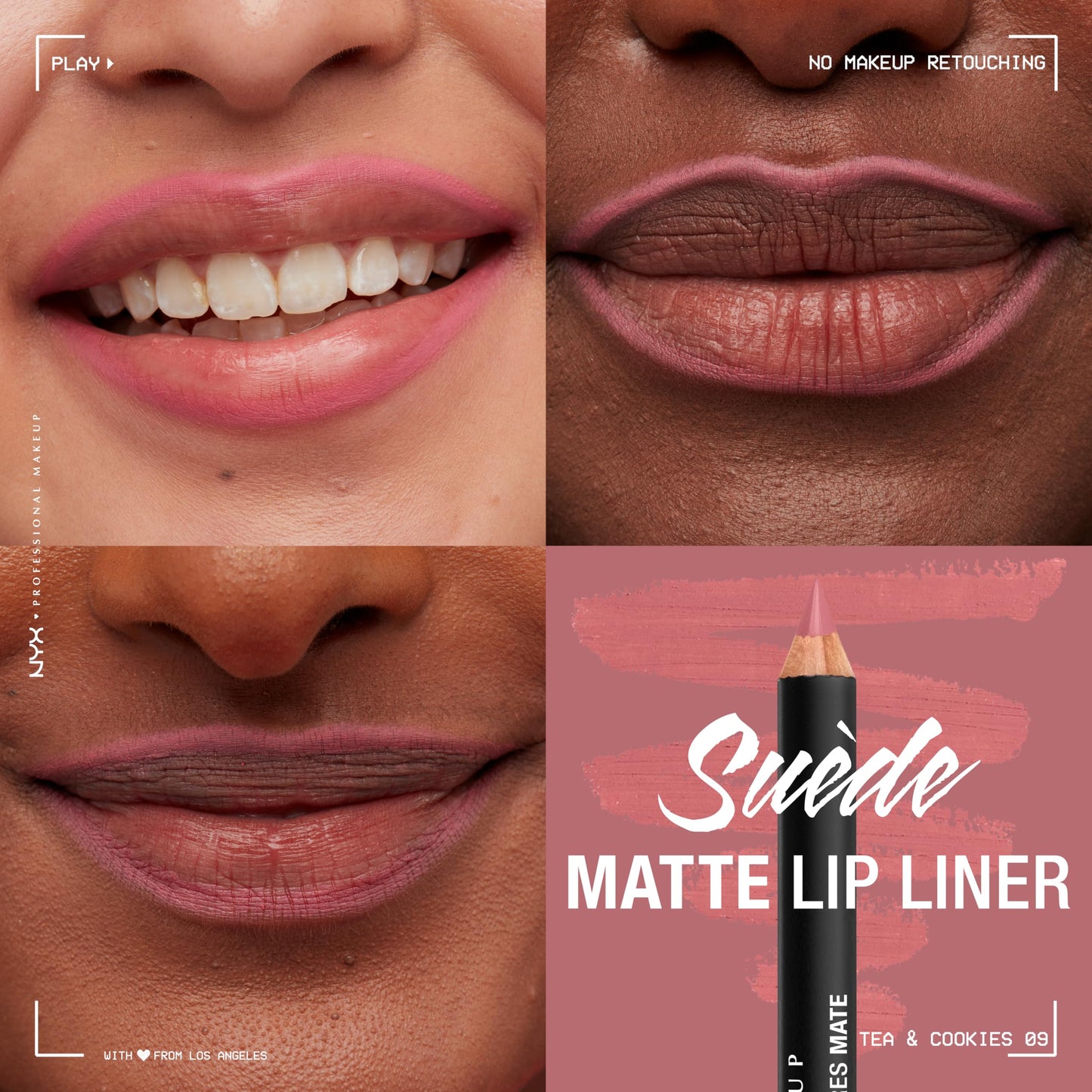 NYX PROFESSIONAL MAKEUP Suede Matte Lip Liner, Velvety-Smooth, Long-Lasting Formula For A Defined Lip Makeup Look - Tea & Cookies (Pink) Beauty & Personal Care NYX PROFESSIONAL MAKEUP