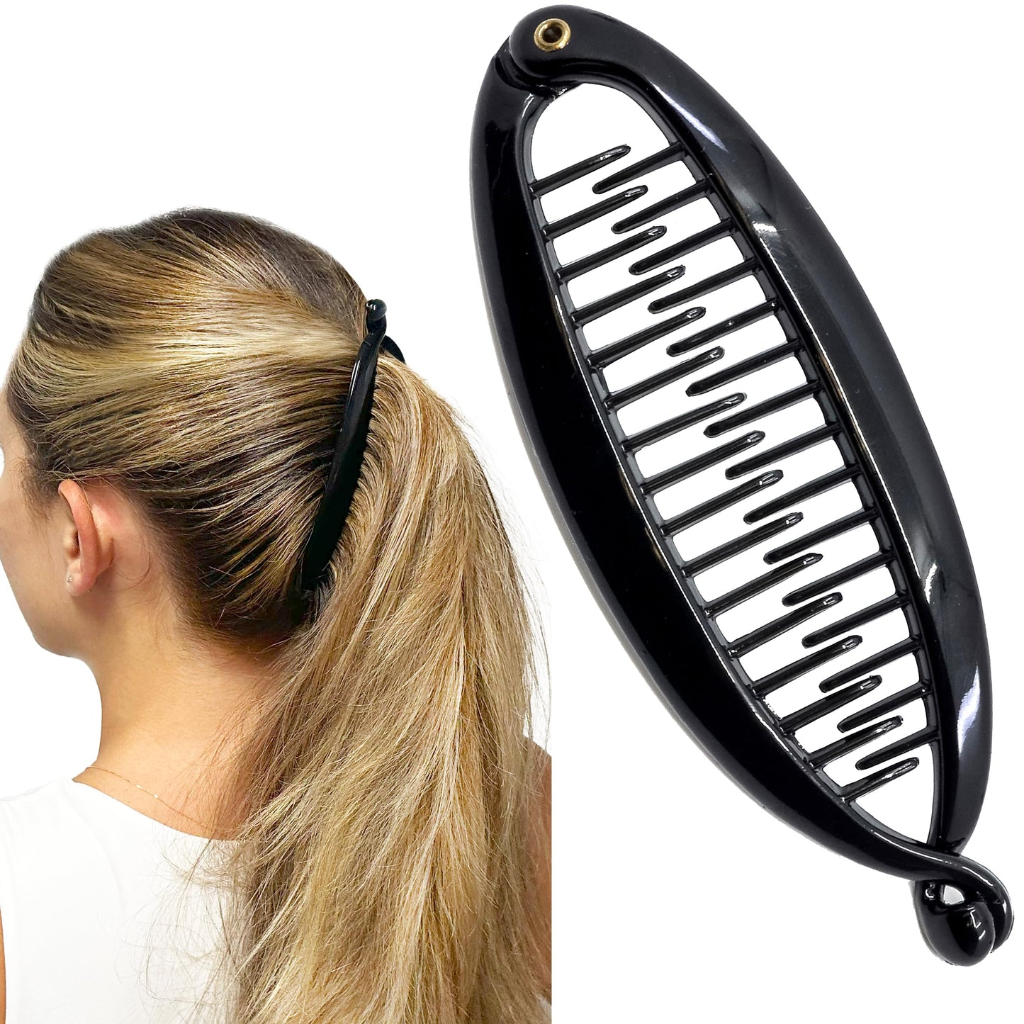 Camila Paris NV136 French Large Banana Clip Hair Comb, Flexible Banana Clips Hair for Thick Hair Ponytail Holder Interlocking Styling Clips for Women Beauty & Personal Care Camila