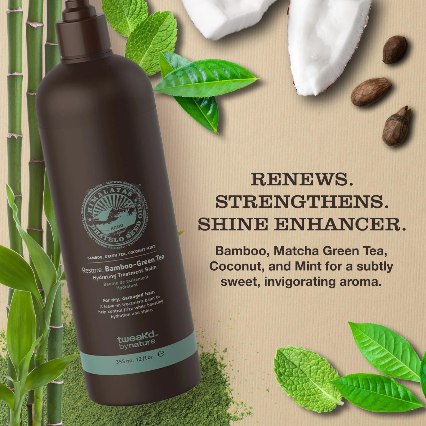 Tweak’d by Nature - Restore Bamboo-Green Tea Hydrating Leave In Hair Treatment, Strengthening Hair Serum, Invigorating Green Tea, Bamboo, and Coconut Beauty and Personal Care Tweak'd by Nature