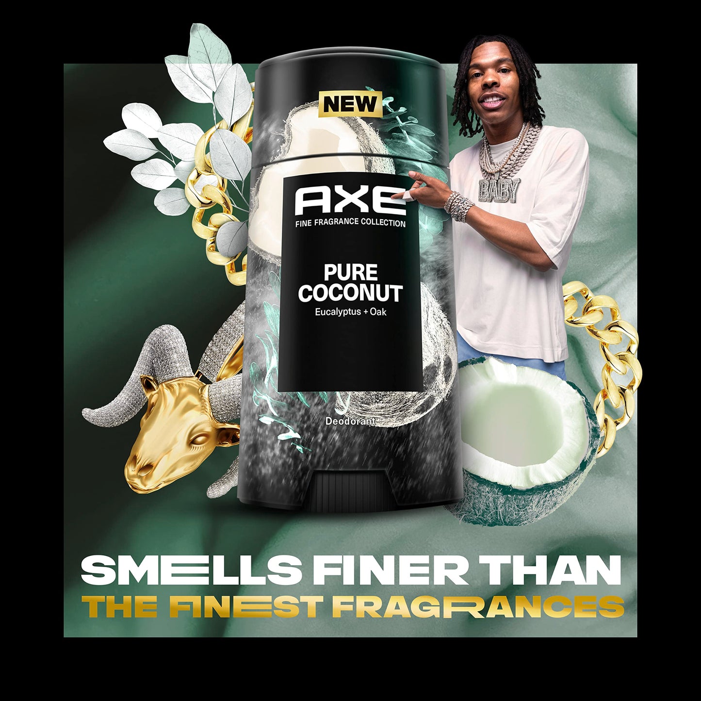 AXE Fine Fragrance Collection Deodorant Stick Pure Coconut 4 count with 48H Freshness and Odor Protection Deo Stick Infused with Coconut, Eucalyptus Beauty and Personal Care AXE