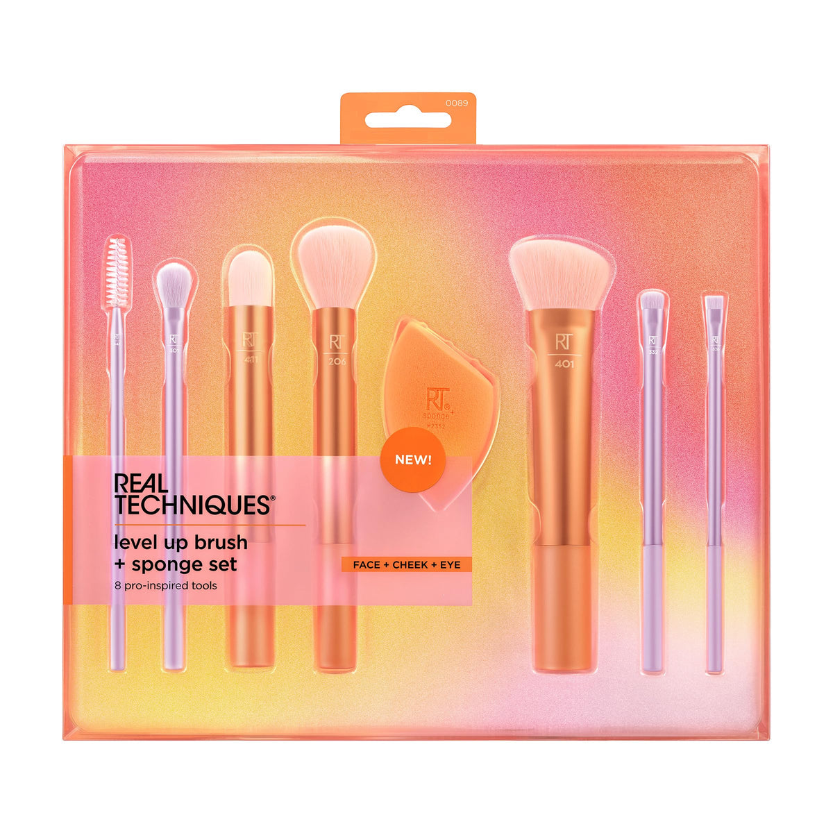 Real Techniques 8 Piece Level Up Brush and Sponge Set, Makeup Brushes