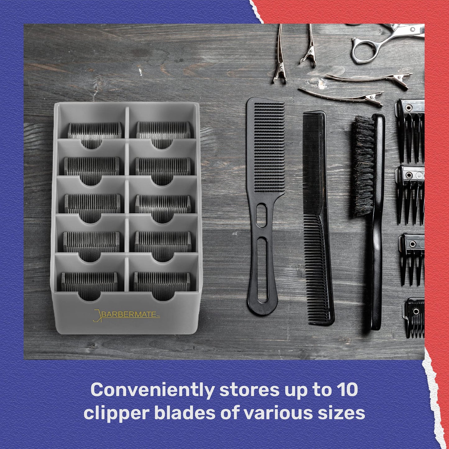 BarberMate® Blade Rack Storage Tray - Holds 10 Clipper Blades (Gray) Beauty and Personal Care BarberMate