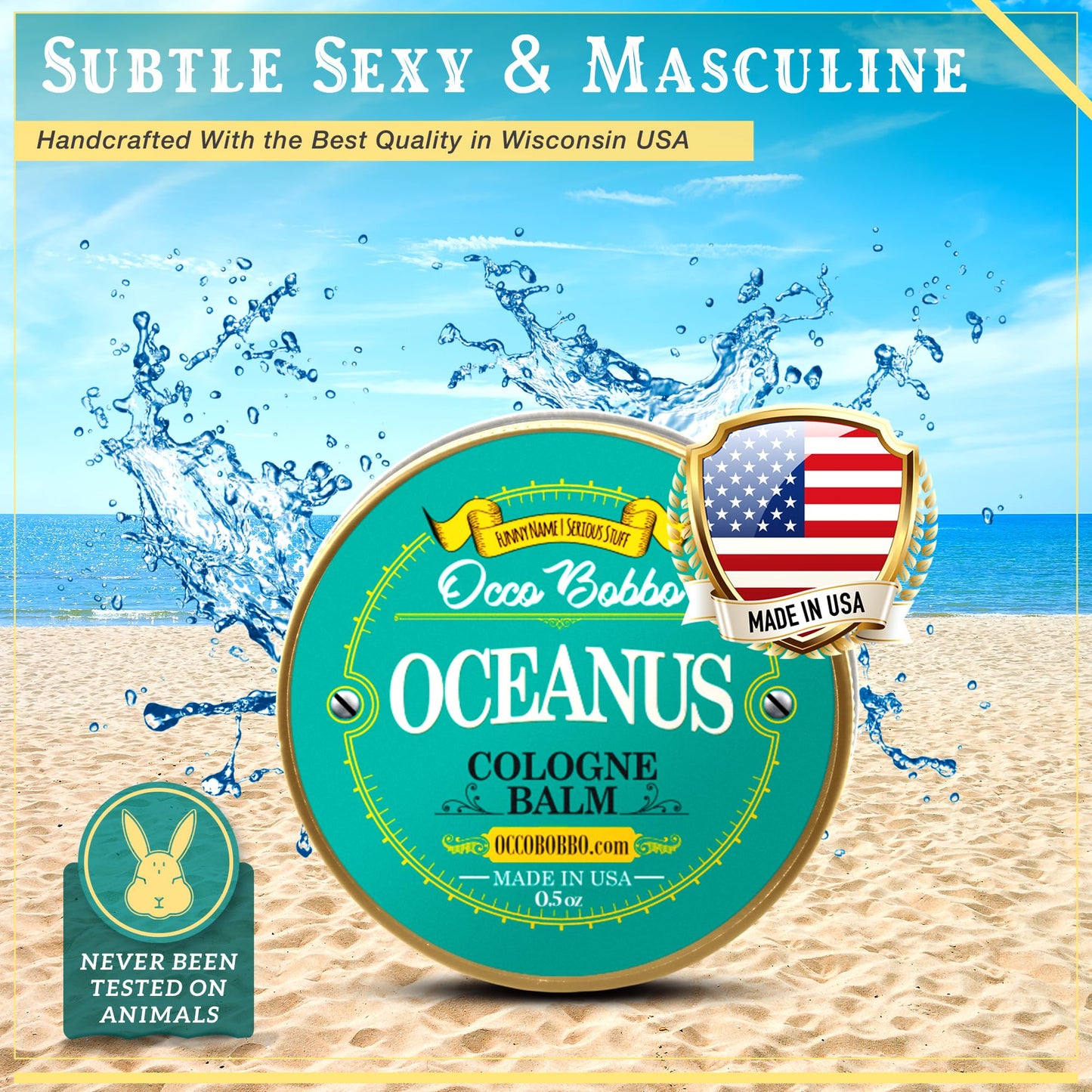 Handy Hound Occo Bobbo - Oceanus Solid Cologne Men - Made In the USA - A Clean Masculine Scent - All Natural Ingredients - .5 oz Beauty & Personal Care Handy Hound