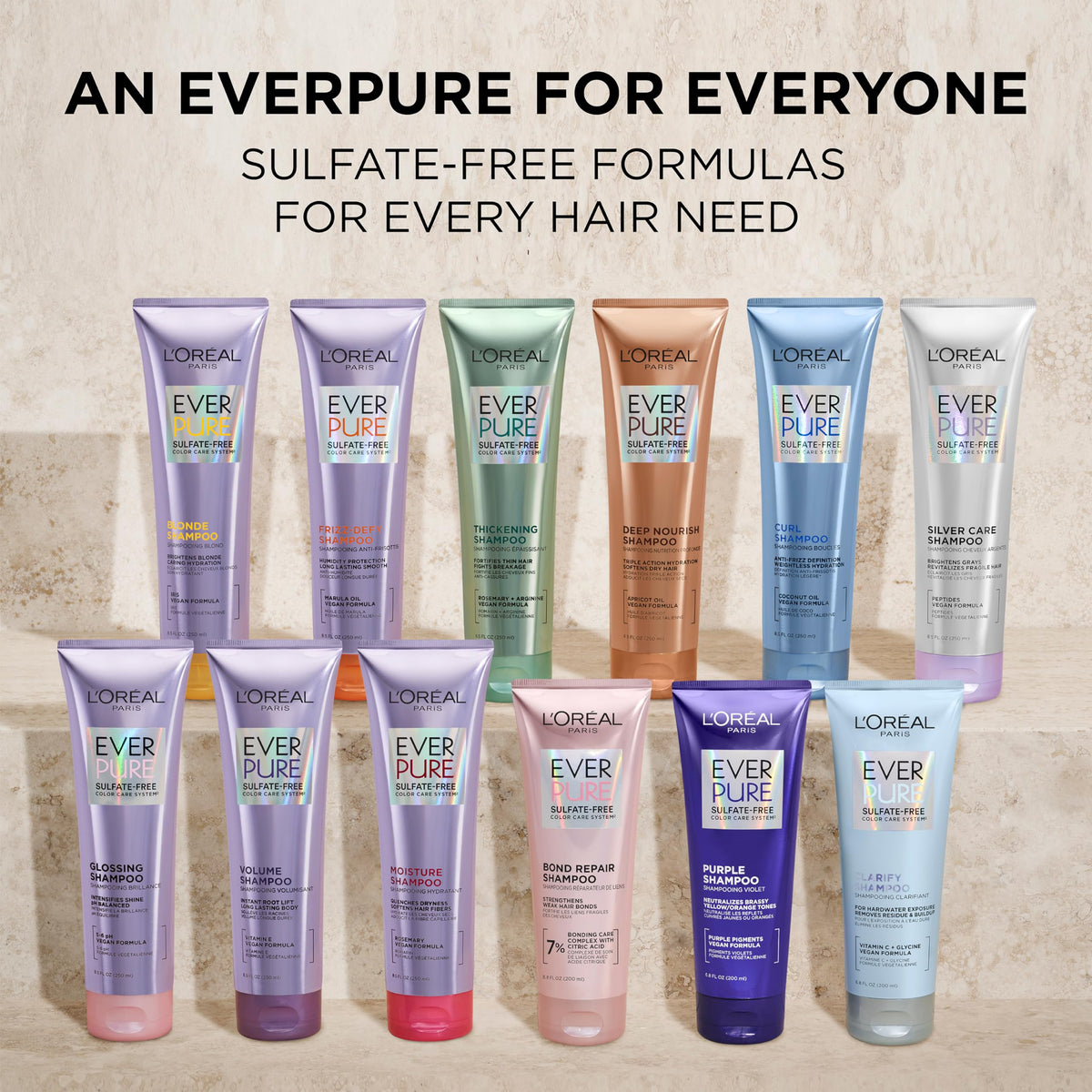 L'Oreal Paris Frizz Defy Shampoo and Conditioner Set, Frizz Control Hair Care with Marula Oil, EverPure, 8.5 Fl Oz, Set of 2 Beauty & Personal Care L'Oreal Paris