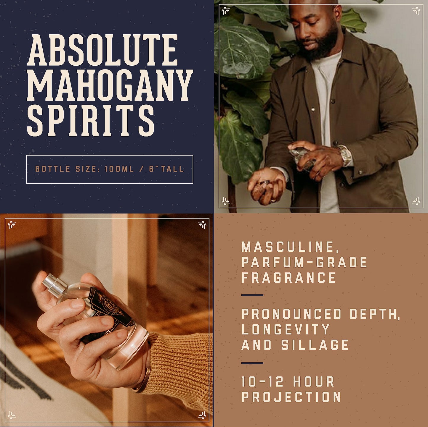Men’s Cologne, Absolute Mahogany Fragrance, 3.4 fl. oz - Long-Lasting Eau de Parfum for Men, Sweet Scent with Woodsy Undertones - Eau de Toilette Beauty & Personal Care 18.21 Man Made
