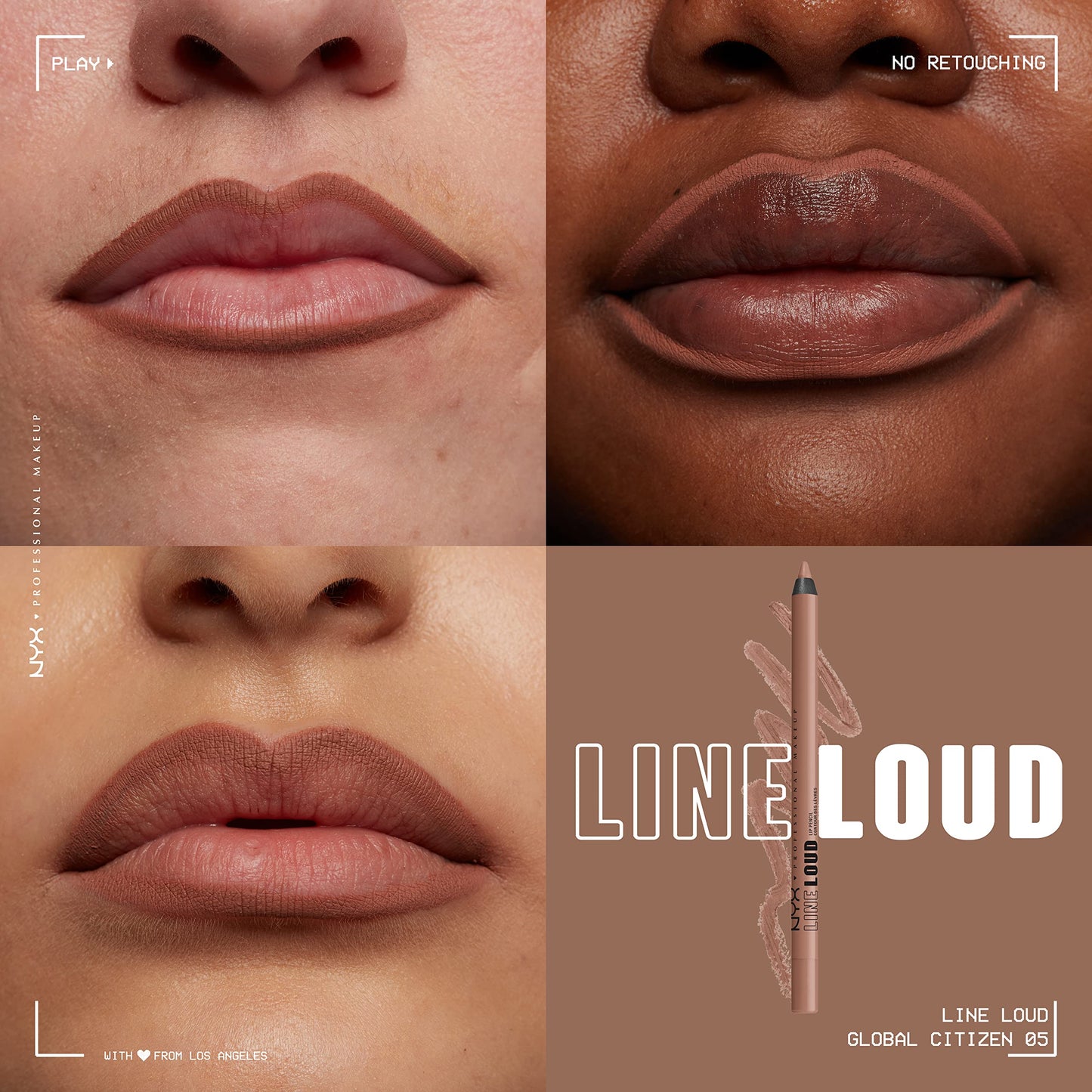NYX PROFESSIONAL MAKEUP Line Loud Lip Liner, Longwear and Pigmented Lip Pencil with Jojoba Oil & Vitamin E - Global Citizen (Medium Neutral Nude) Beauty & Personal Care NYX PROFESSIONAL MAKEUP