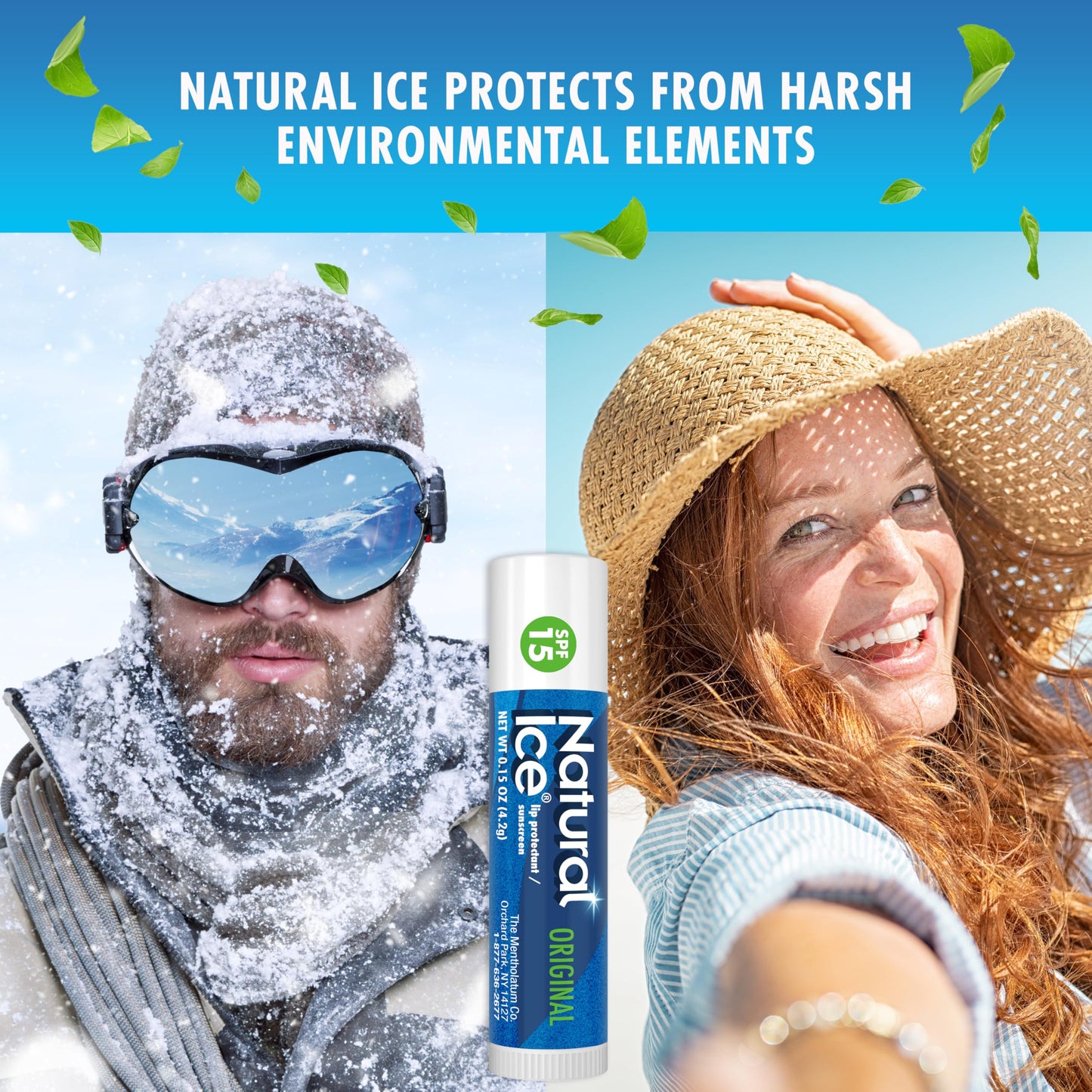 Mentholatum Natural Ice Original Medicated Lip Balm, Hydrating Lip Care for Dry, Chapped Lips, Moisturizing Formula with SPF 15 Helps Prevent Sunburn Beauty and Personal Care Natural Ice