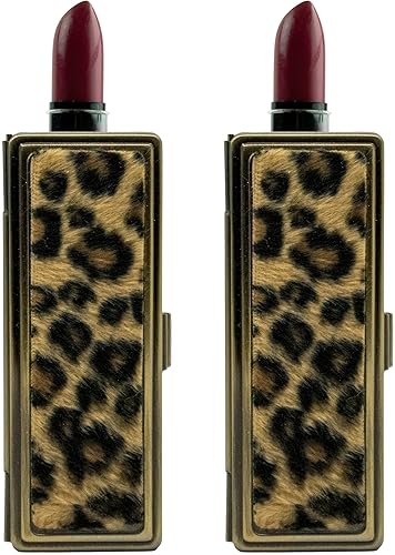 Stephanie Imports Set of 2 Rectangular Vintage Lipstick Cases With Glass Mirror (Leopard Print) Beauty & Personal Care Stephanie Imports