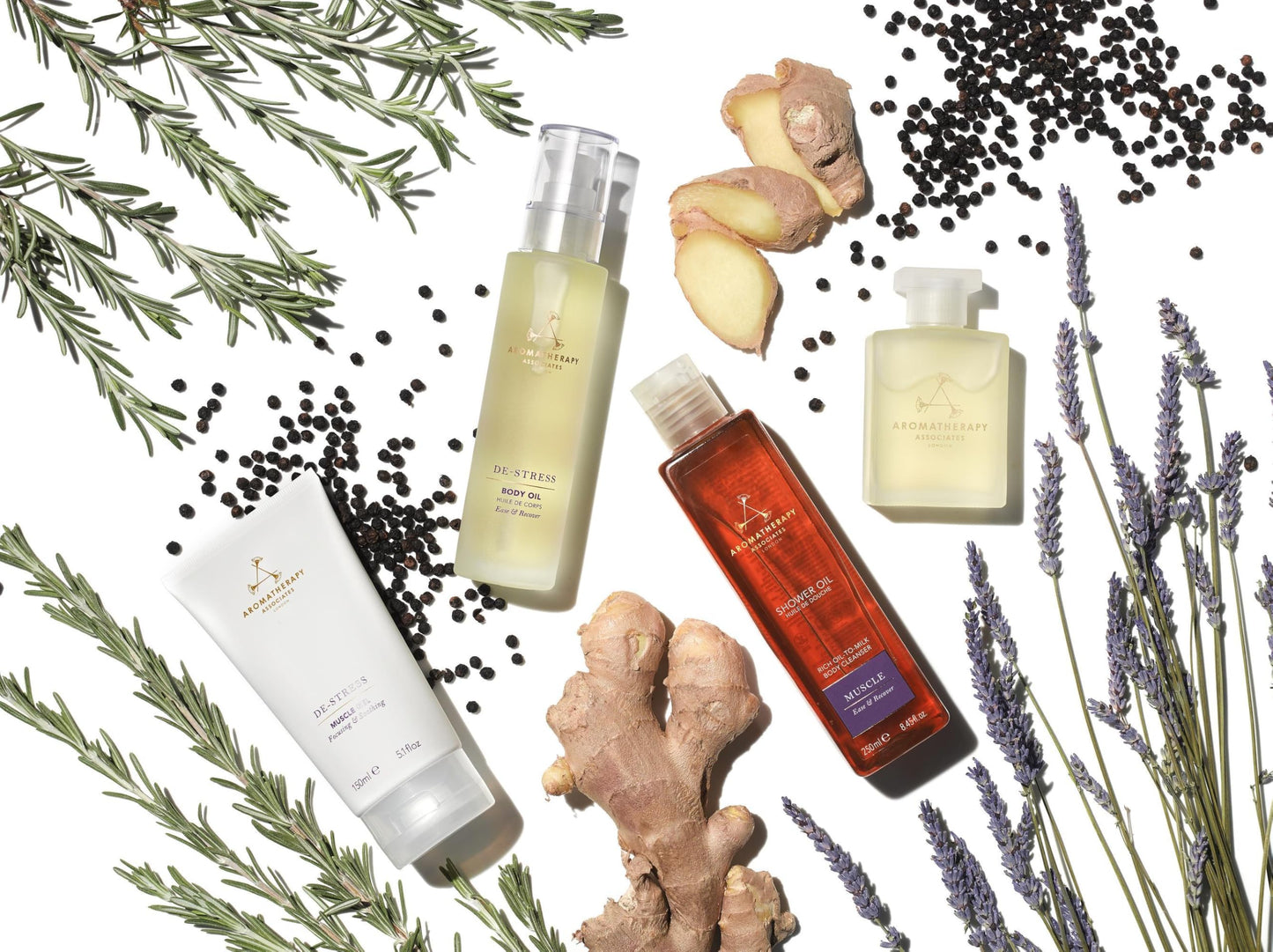 Aromatherapy Associates De-Stress Muscle Shower Oil. Powerful Blend of Rosemary, Ginger and Black Pepper Essential Oils to Soothe and Heal the Body Beauty & Personal Care Aromatherapy Associates