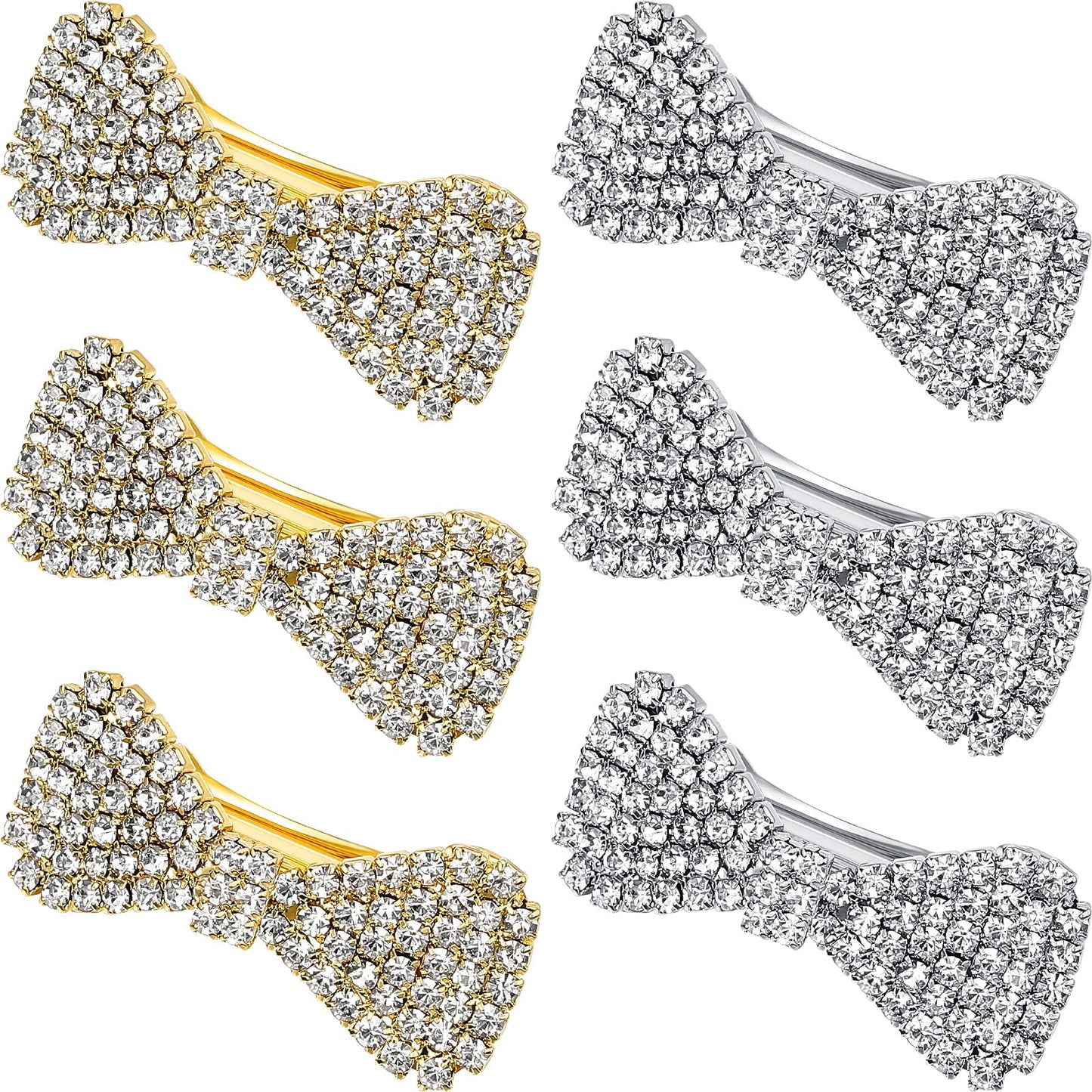 WILLBOND 6 Pcs Crystal Rhinestone Hair Clip Sparkly Bling Silver Gold Cute Bows Wedding Barrette for Women Mini Alligator Diamond Clip Bridal Hair Beauty & Personal Care WILLBOND