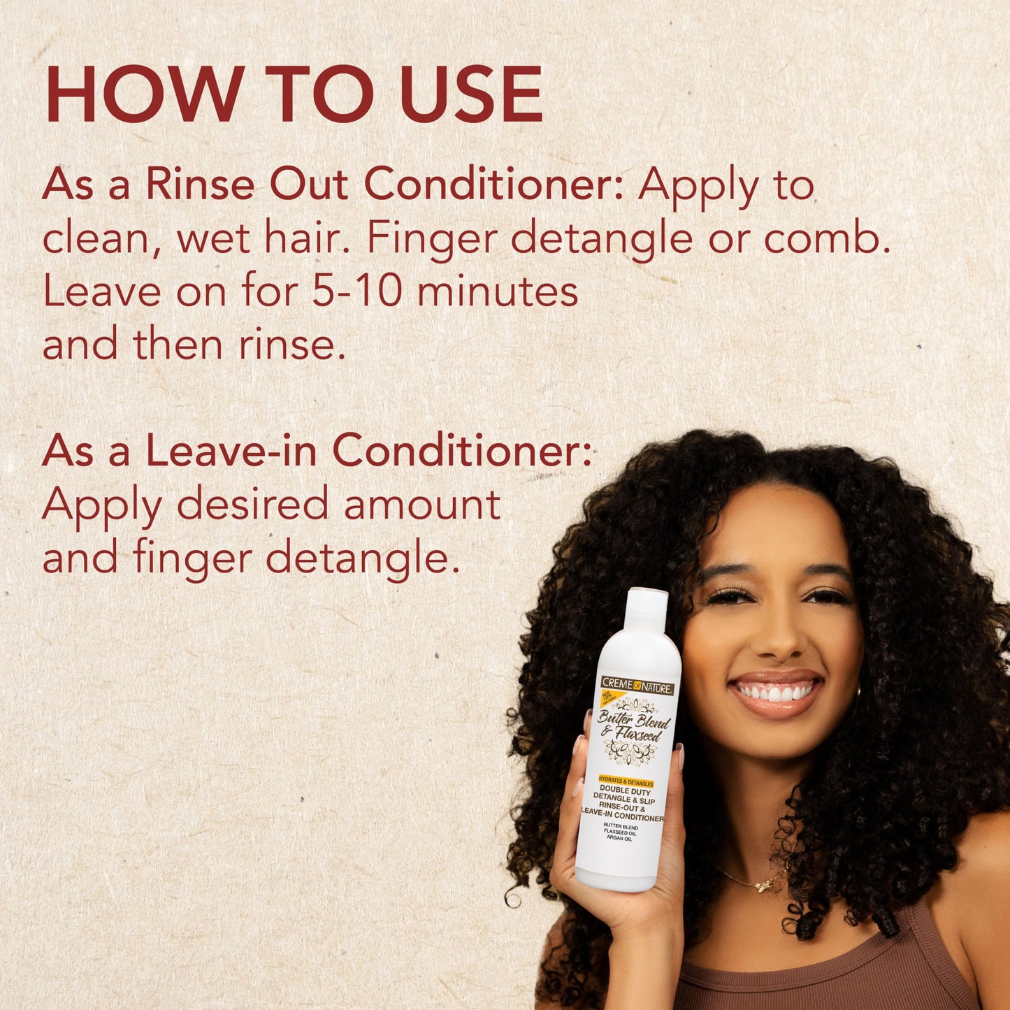 Creme of Nature Double Duty Detangle and Slip Rinse-Out and Leave-In Conditioner with Butter Blend, Flaxseed and Argan Oil, Moisture-Rich, Multi-Use Beauty & Personal Care Creme of Nature