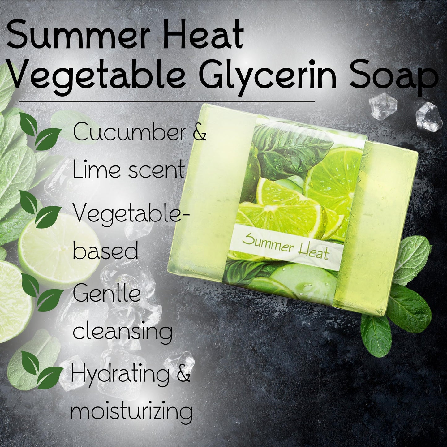 Nabila K Summer Heat Glycerin Bar Soap | Cucumber & Lime Scent | Natural, Vegan, Hypoallergenic | 100% Vegetable Glycerin, Sulfate-Free, Paraben-Free Beauty & Personal Care Nabila K