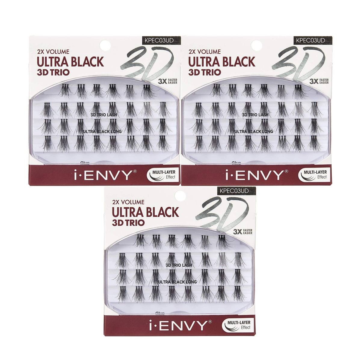 i•ENVY 3D Trio Ultra Black Long Lashes (3 Pack)
