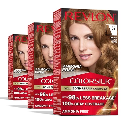 Revlon ColorSilk with Bond Repair Complex, Brown Permanent Hair Color, 100% Gray Coverage, Ammonia Free Hair Dye, Vegan Keratin, 57 Lightest Golden Beauty & Personal Care REVLON