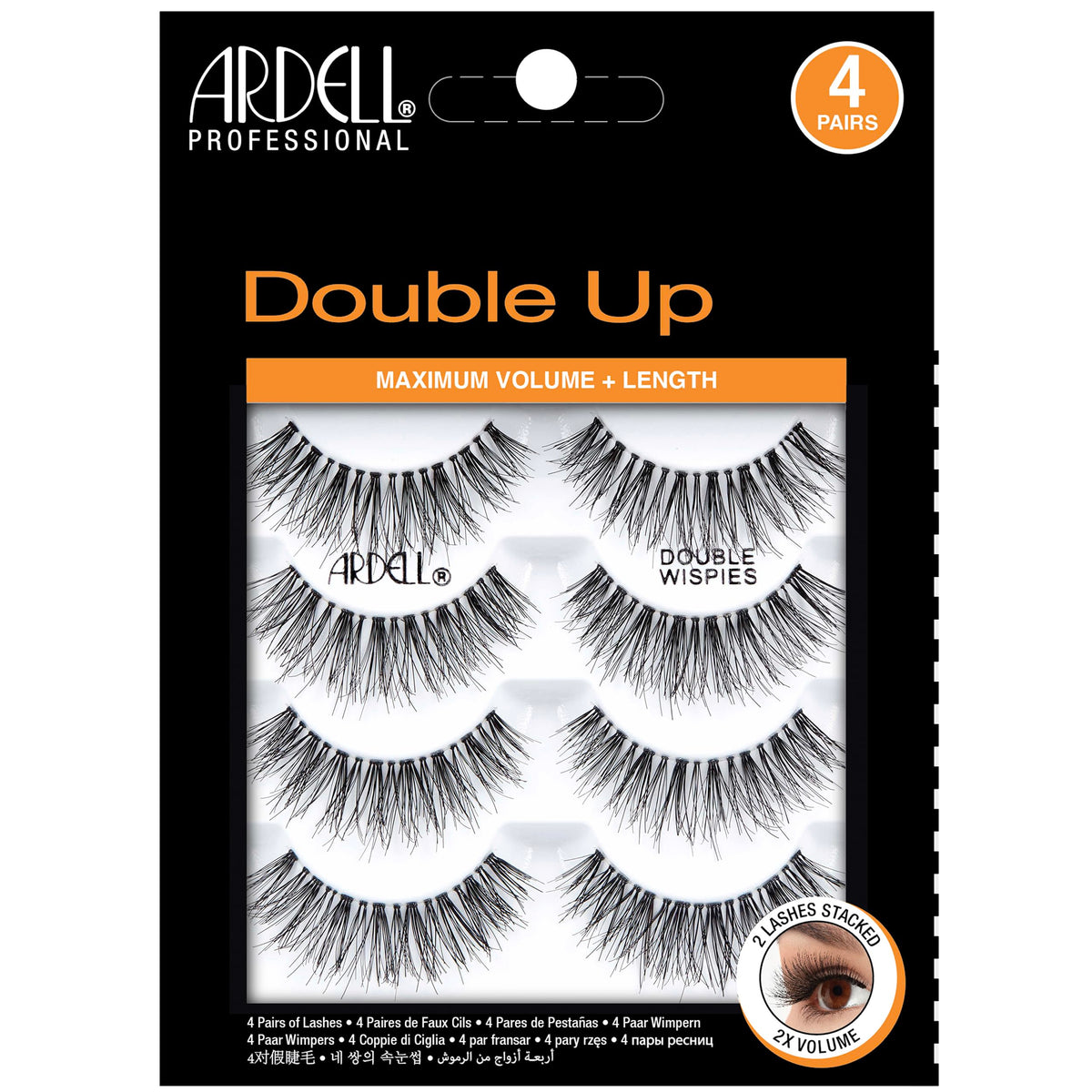 Ardell Double Up 113 Lashes - Maximum Volume and Length False Eyelashes, 4 Pairs, 1 Pack