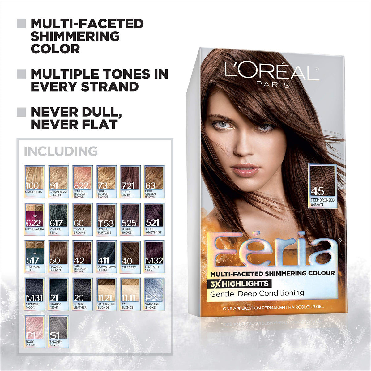 L'Oreal Paris Feria Multi-Faceted Shimmering Permanent Hair Color, 525 Purple Smoke, Pack of 1, Hair Dye