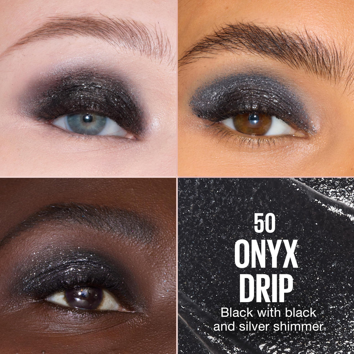 MAYBELLINE Shadow Drip Eye Tint Liquid Eyeshadow, High-Impact, Lightweight Shimmer Eye Shadow with Up To 16HR Wear, Onyx Drip, 1 Count