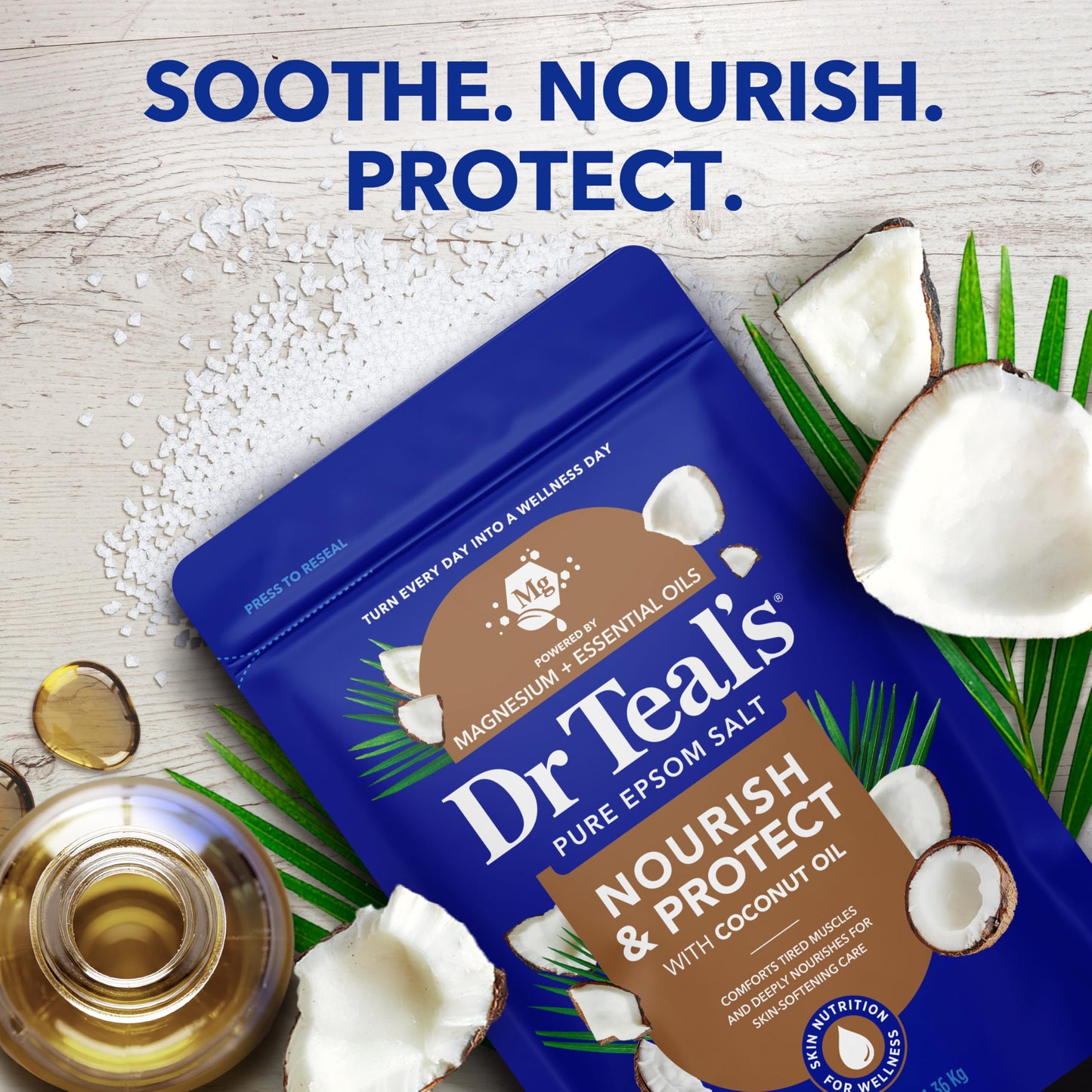 Dr Teal's Epsom Salt Magnesium Soak, Nourish & Protect with Coconut Oil, 3 lbs Beauty and Personal Care Dr Teal's