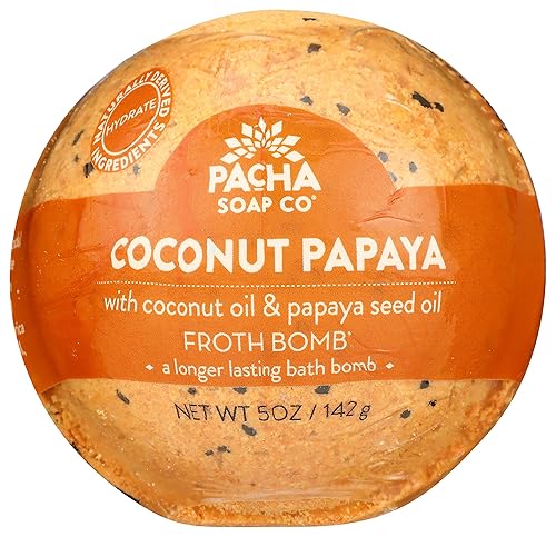PACHA SOAP Coconut Papaya Froth Bomb, 5 OZ Beauty & Personal Care Pacha Soap Co