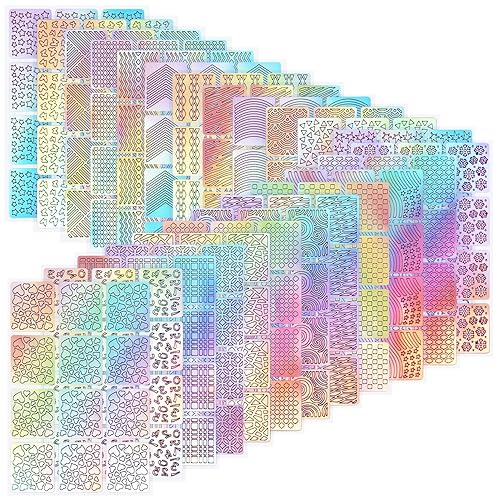 288 Pieces Nail Vinyl Stencils Nail Decoration Stickers Set Nail Stickers Tips Decals, 24 Sheets Beauty & Personal Care Hicarer