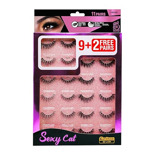 CATTITUDE 3D LASHES MEGA PACK (Sexy Cat - 11 pairs) Beauty & Personal Care EBIN NEW YORK