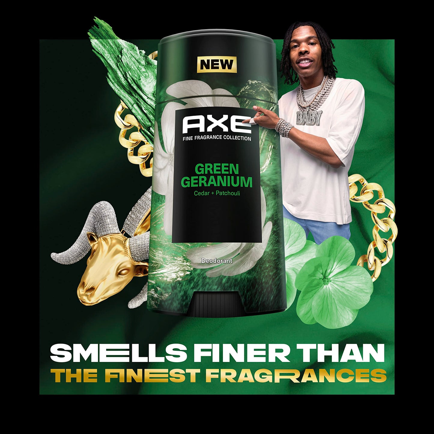AXE Fine Fragrance Collection Aluminum No Deodorant Stick for Men Green Geranium 4 Count with 48H Odor Protection and All-Day Freshness Infused Beauty and Personal Care AXE
