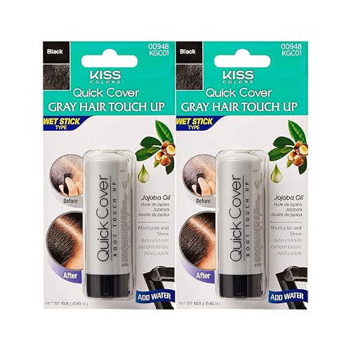 Kiss Quick Cover Gray Hair Touch up Wet Stick Type (2 Pack - Black) Beauty & Personal Care KISS
