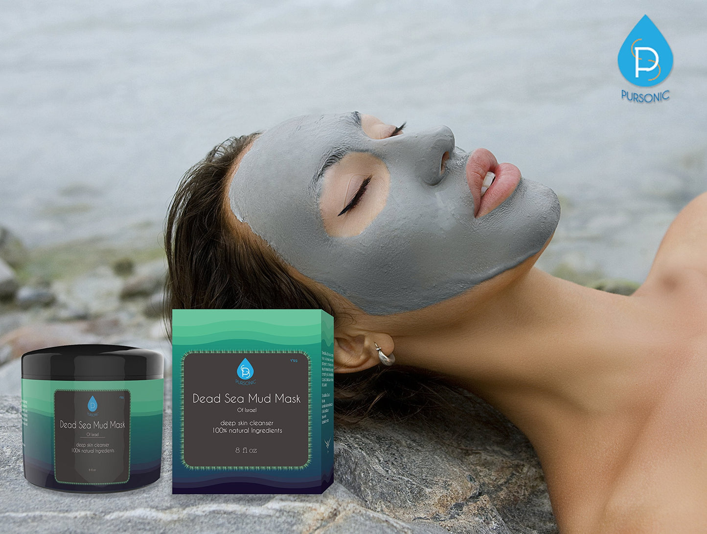 Pursonic Dead Sea Mud Mask For Face, Acne, Oily Skin & Blackheads, 100% Natural For Younger Looking Skin 8oz Beauty & Personal Care Pursonic