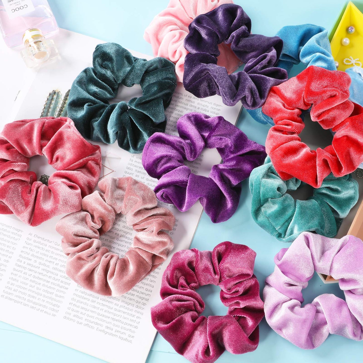 IVARYSS Scrunchies for Girls, 12 Pcs Velvet Scrunchies for Hair, Soft Ponytail Holder, Cute Colors Elastic Hair Bands for Teens and Women Beauty and Personal Care IVARYSS