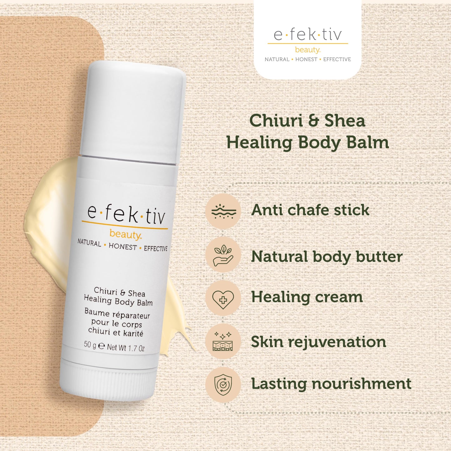 e.fek.tiv beauty Chiuri and Shea Healing Body Balm - Deep Moisturizing and Hydrating - Body Butter Hydrating Balm - Travel Size - Paraben-Sulfate Free Beauty & Personal Care e.fek.tiv beauty