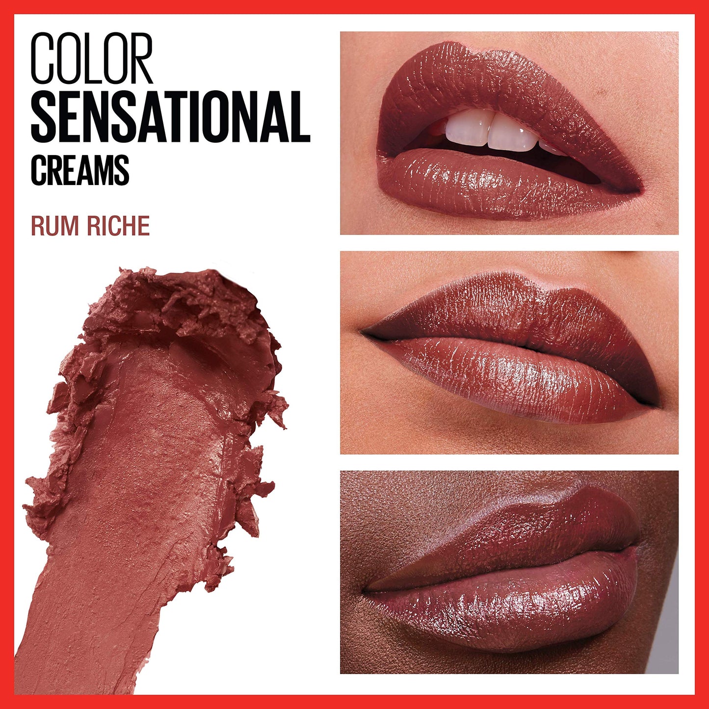Maybelline Color Sensational Lipstick, Lip Makeup, Cream Finish, Hydrating Lipstick, Rum Riche, Deep Nude ,1 Count Beauty & Personal Care MAYBELLINE